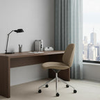 Taupe and Silver Adjustable Height Swivel Rolling Office Chair