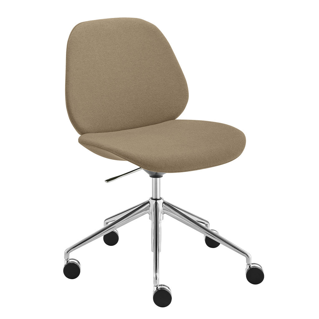 Taupe and Silver Adjustable Height Swivel Rolling Office Chair