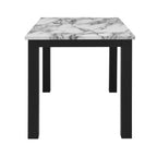 Five Piece White and Black Faux Marble Dining Set with Four Chairs