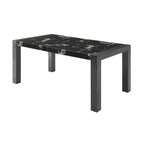 68" Black Faux Marble and Wood Dining Table