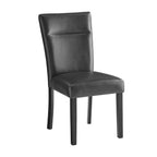Set of Two Charcoal and Black Faux Leather And Wood Dining Side Chairs