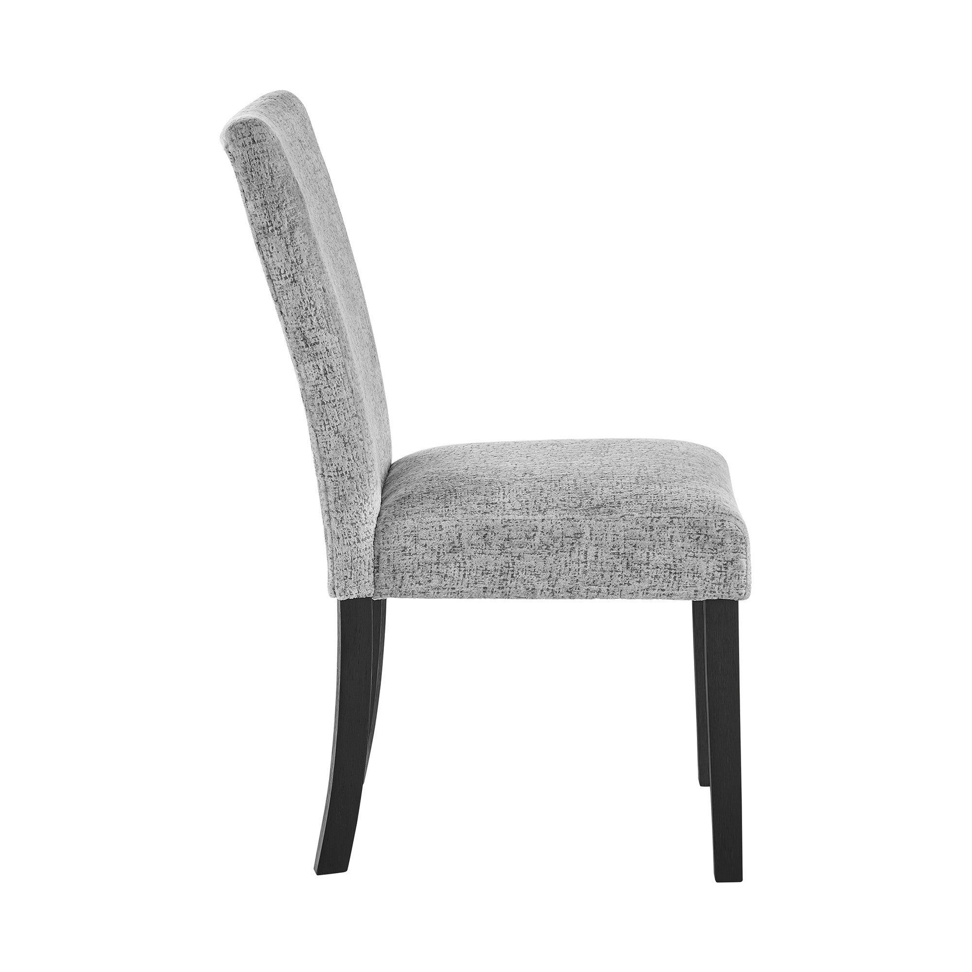 Set of Two Light Gray and Black Upholstered Fabric And Wood Dining Side Chairs