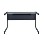 78" Clear and Black Glass and Metal Corner Computer Desk