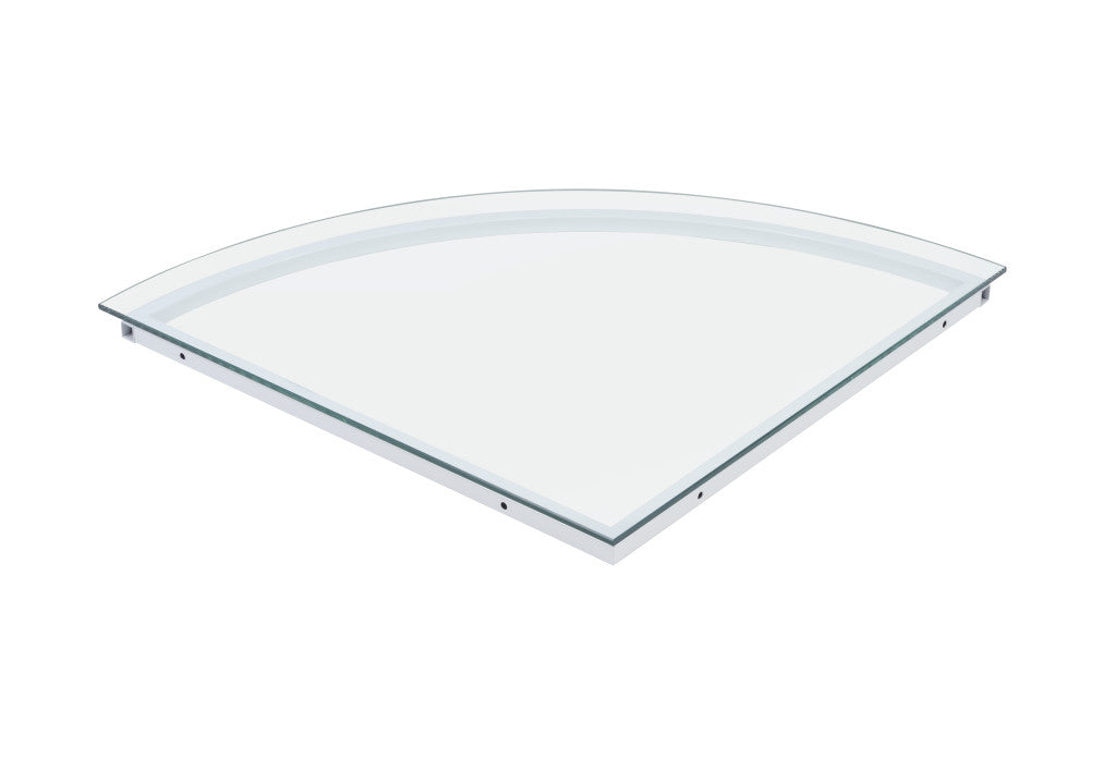 78" Clear and White Glass and Metal Corner Computer Desk