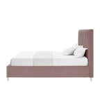 Blush Tufted Velvet Upholstered Queen Bed Frame