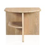 22" Natural Solid Wood Block End Table With Shelf