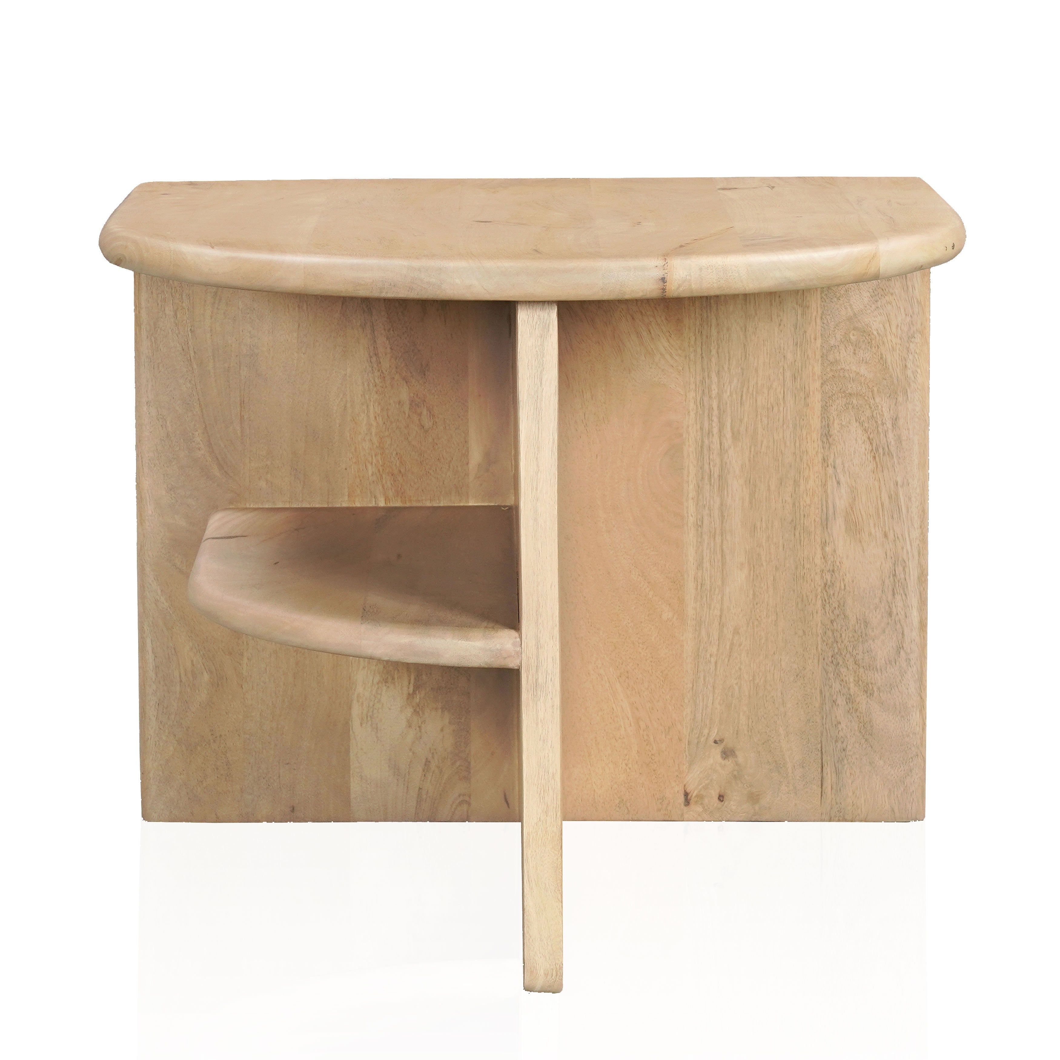 22" Natural Solid Wood Block End Table With Shelf