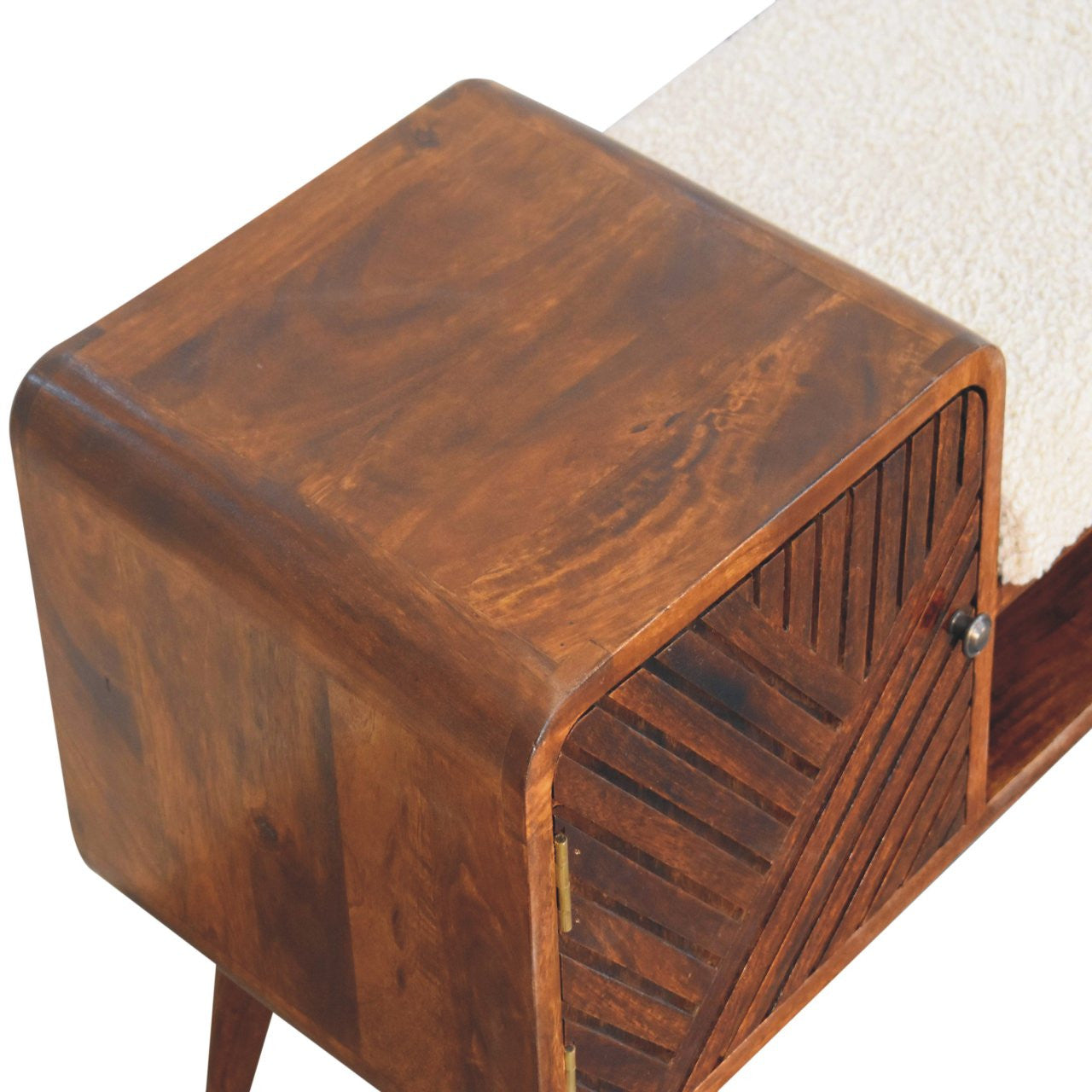 35" Chestnut and Cream Solid Wood Coffee Table With Shelf