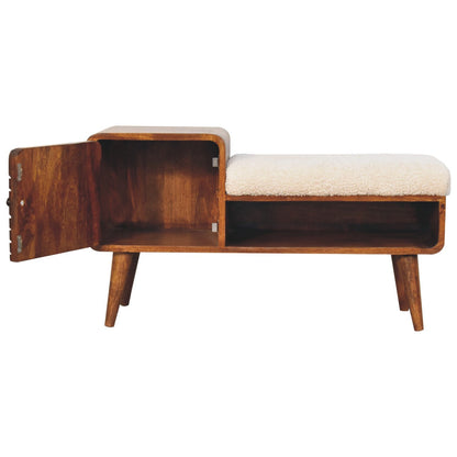 35" Chestnut and Cream Solid Wood Coffee Table With Shelf