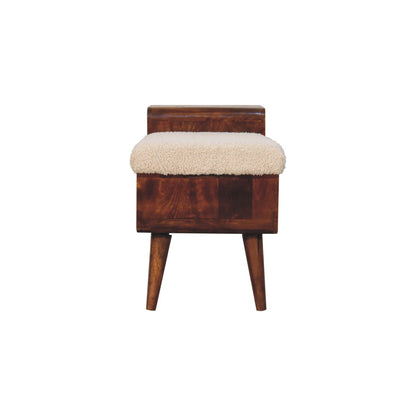35" Chestnut and Cream Solid Wood Coffee Table With Shelf