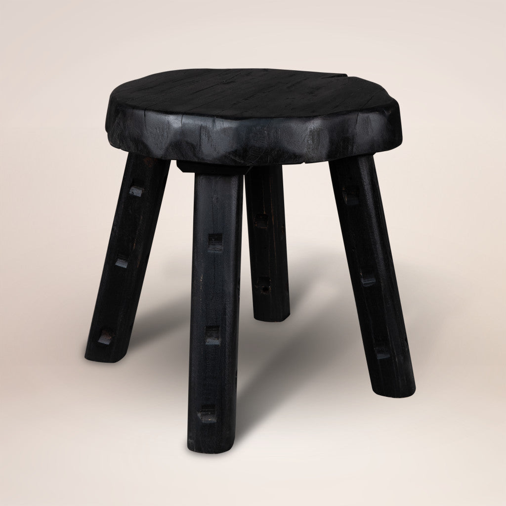 19" Black Solid Wood Round End Table