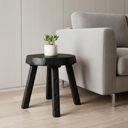 19" Black Solid Wood Round End Table