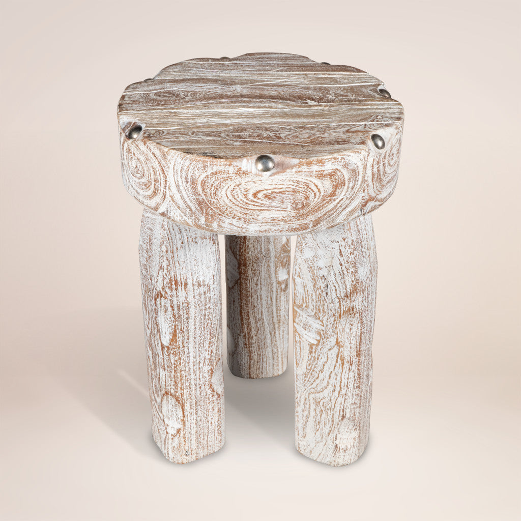 19" White Solid Wood Round End Table