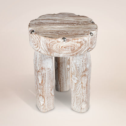 19" White Solid Wood Round End Table