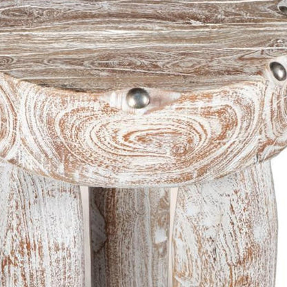 19" White Solid Wood Round End Table