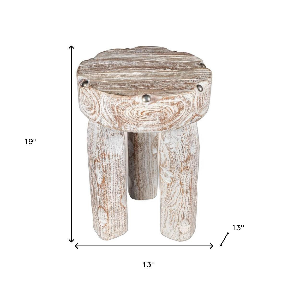 19" White Solid Wood Round End Table
