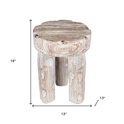 19" White Solid Wood Round End Table