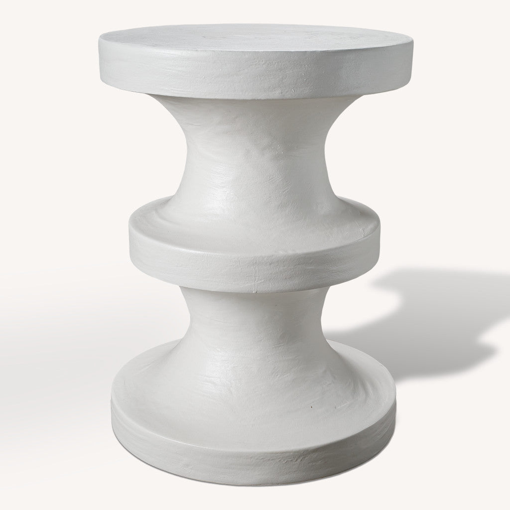 22" White Wood Round End Table