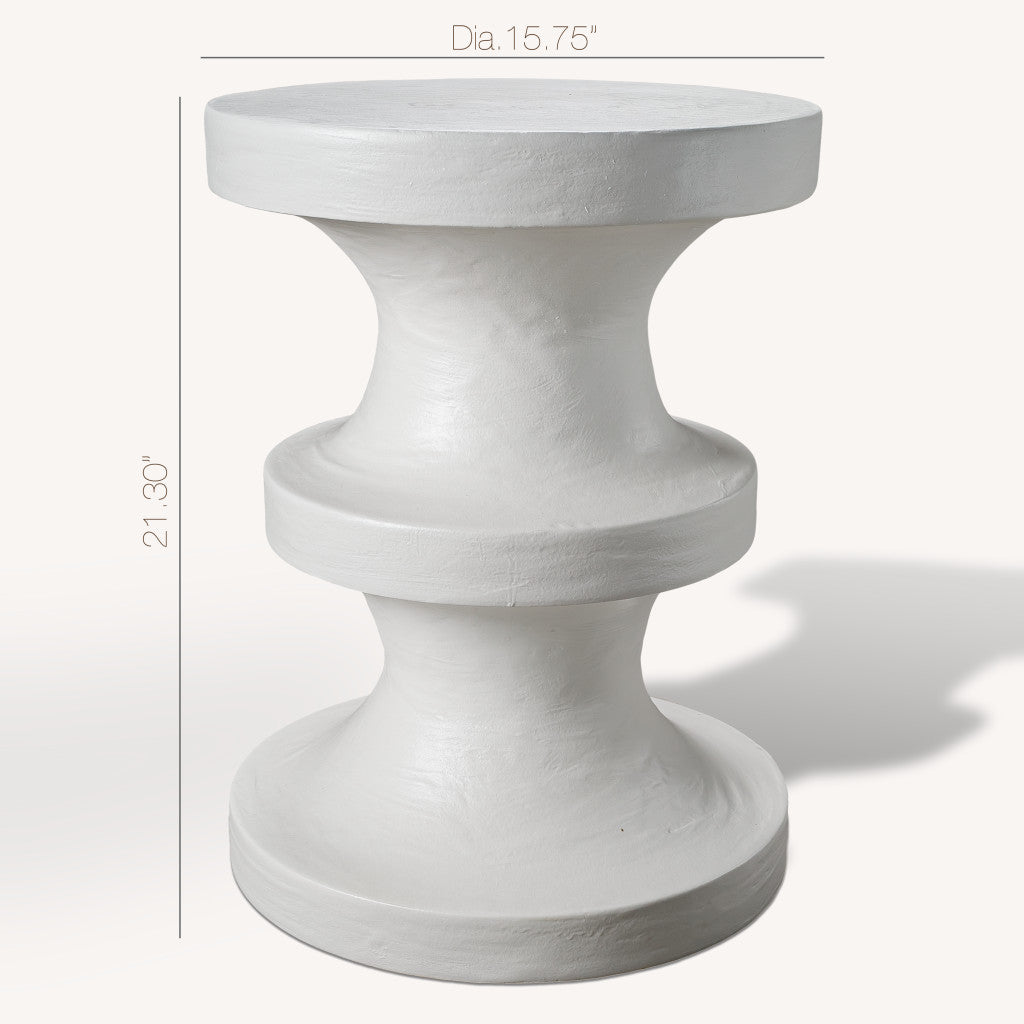 22" White Wood Round End Table