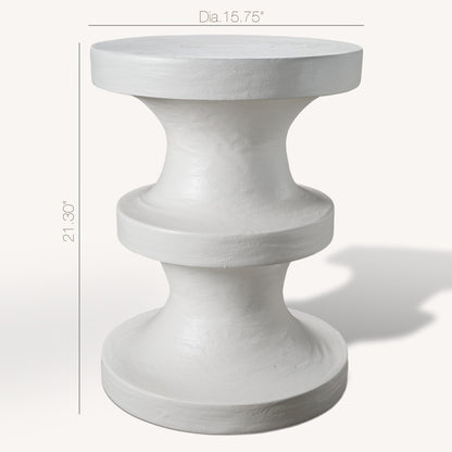 22" White Wood Round End Table