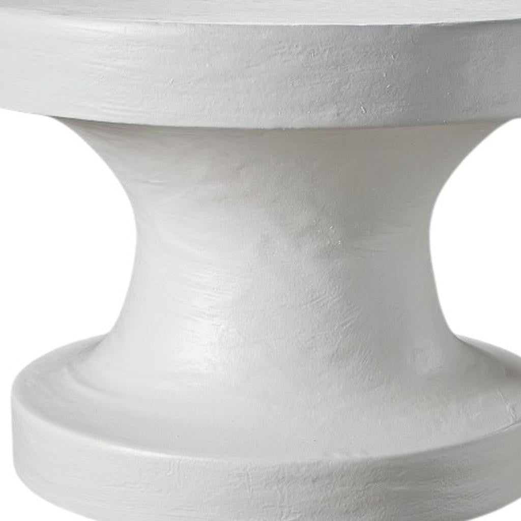 22" White Wood Round End Table