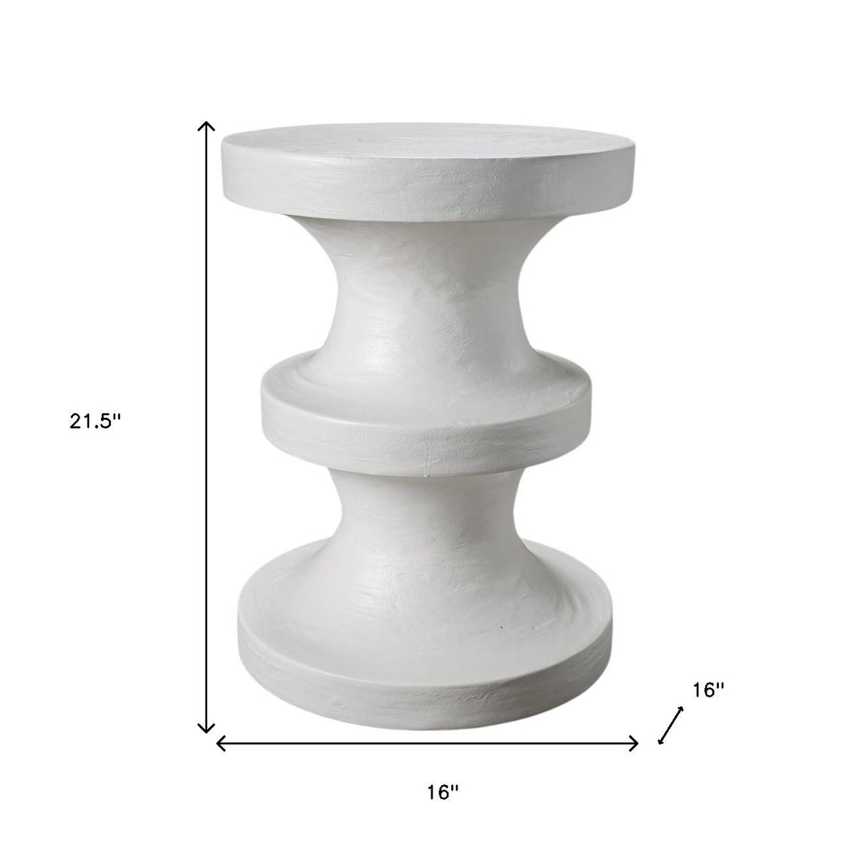 22" White Wood Round End Table