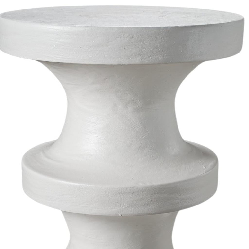 22" White Wood Round End Table