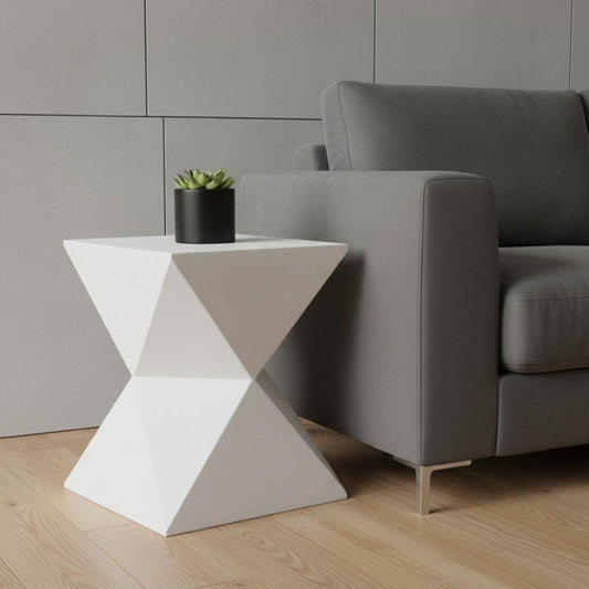 19" White Wood Round End Table