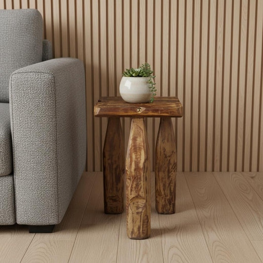 24" Brown Solid Wood Square End Table