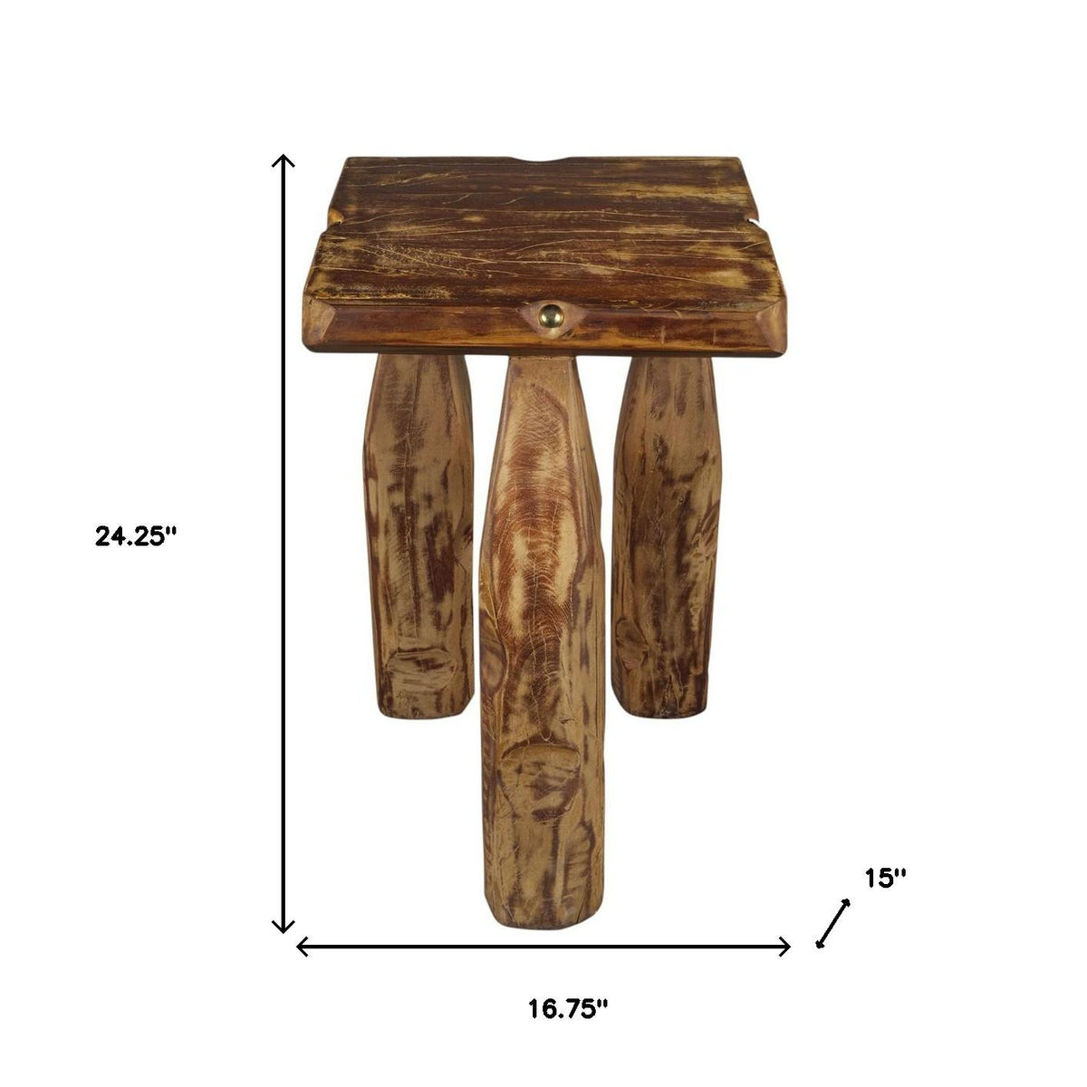 24" Brown Solid Wood Square End Table