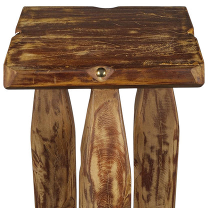 24" Brown Solid Wood Square End Table