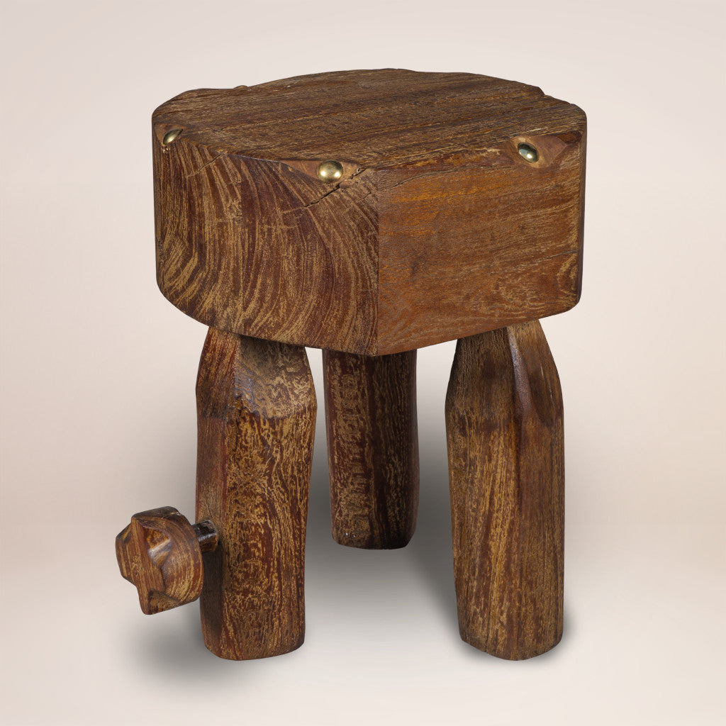 18" Brown Solid Wood Round End Table