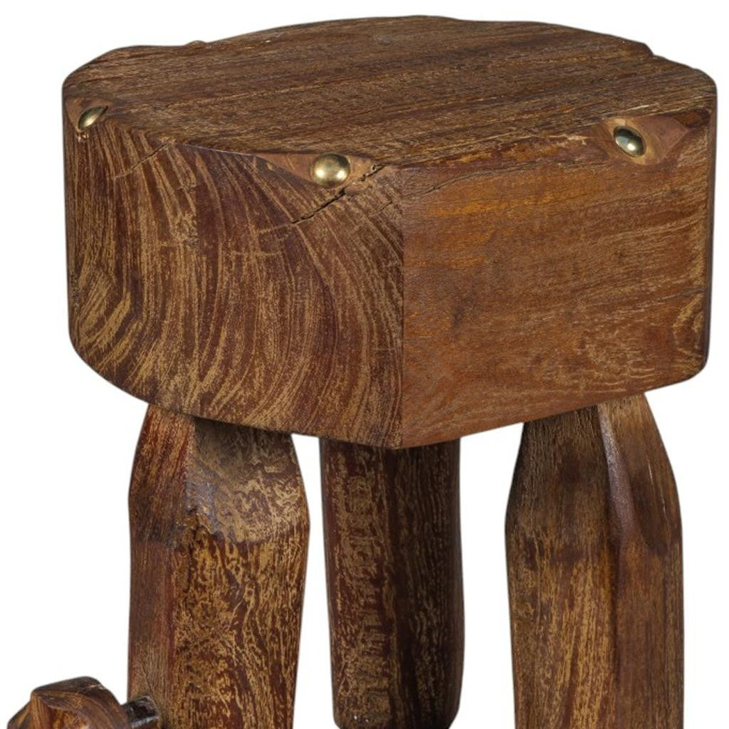 18" Brown Solid Wood Round End Table