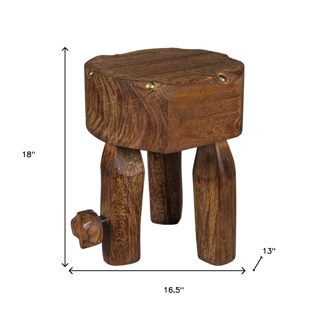 18" Brown Solid Wood Round End Table