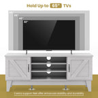 Farmhouse TV Stand For TVs Up To 65 Inches With 2 Barn Door Cabinets