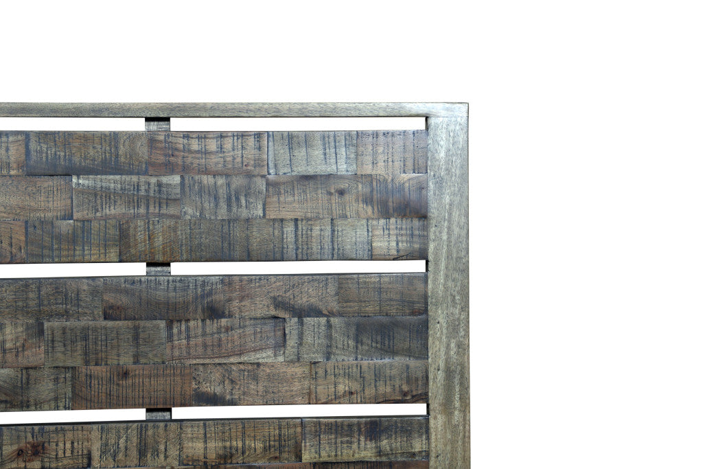 Dark Brown Slat Back Solid Wood King Bed Frame