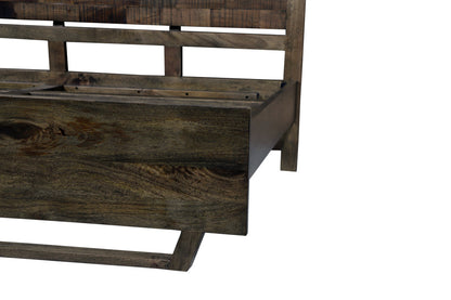 Dark Brown Slat Back Solid Wood King Bed Frame