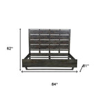 Dark Brown Slat Back Solid Wood King Bed Frame