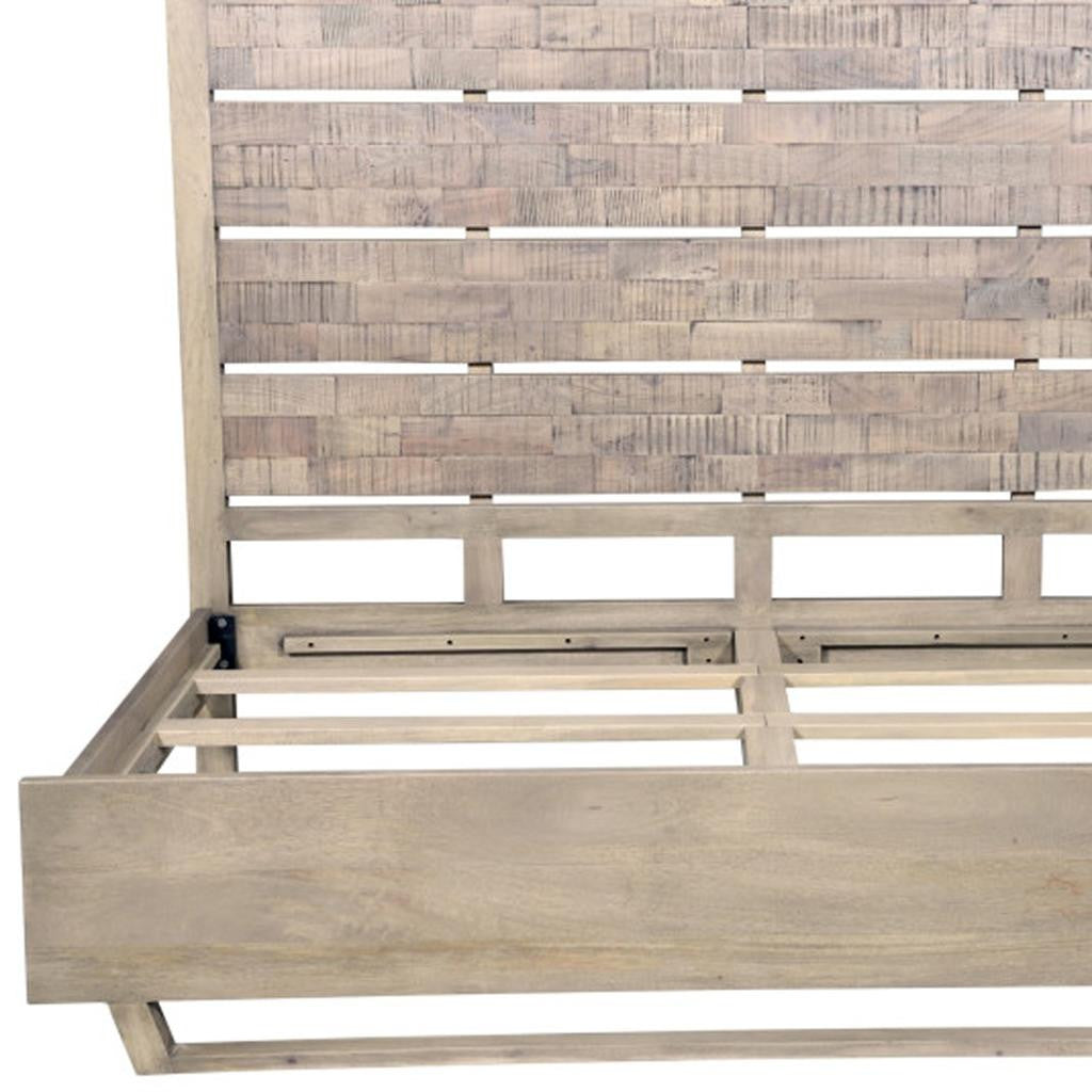 Gray Slat Back Solid Wood King Bed Frame