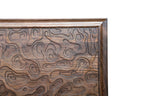 Brown Carved Abstract Solid Wood King Bed Frame