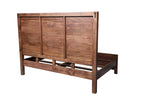Brown Carved Abstract Solid Wood King Bed Frame