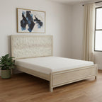 Gray Carved Abstract Solid Wood King Bed Frame