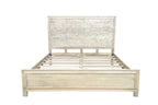 Gray Carved Abstract Solid Wood King Bed Frame
