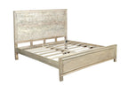 Gray Carved Abstract Solid Wood King Bed Frame