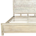 Gray Carved Abstract Solid Wood King Bed Frame