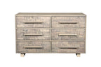 57" Gray Solid Wood Six Drawer Dresser