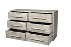 57" Gray Solid Wood Six Drawer Dresser