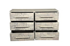 57" Gray Solid Wood Six Drawer Dresser
