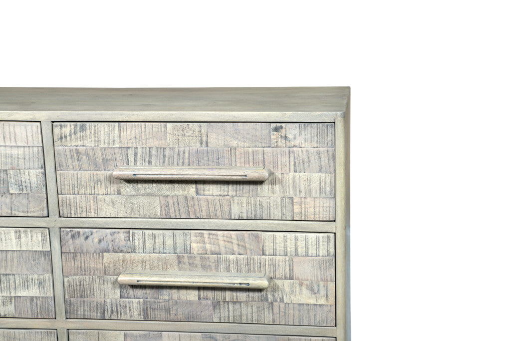57" Gray Solid Wood Six Drawer Dresser