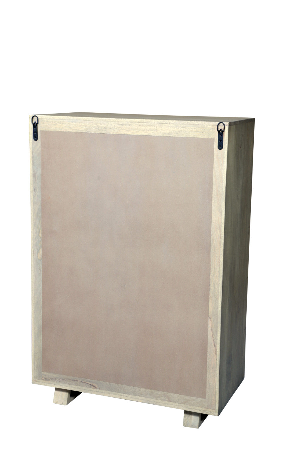 35" Gray Carved Geometric Solid Wood Five Drawer Dresser